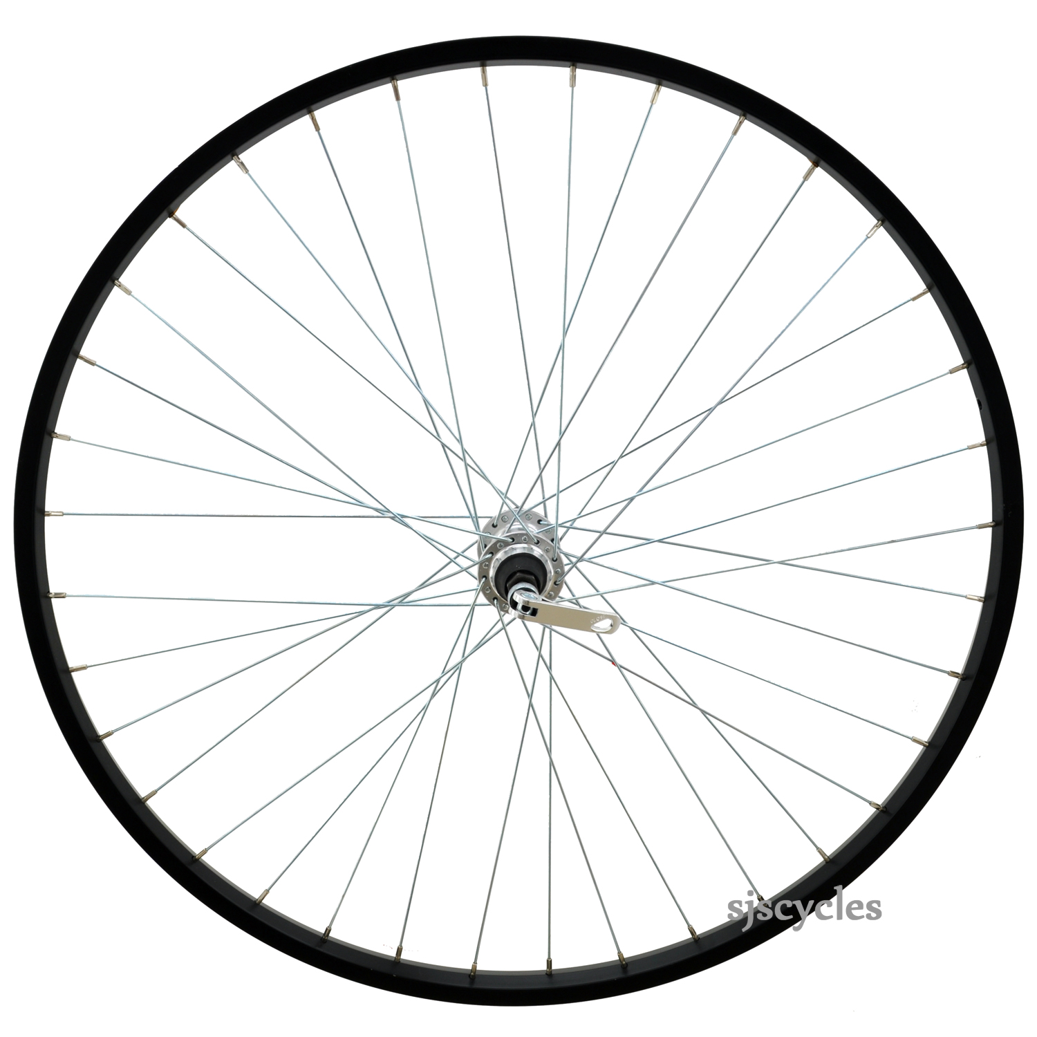 700c 622 Rear Wheel 36h Rim Black Single Walled with Silver quick release Wheels Rear SJS Cycles