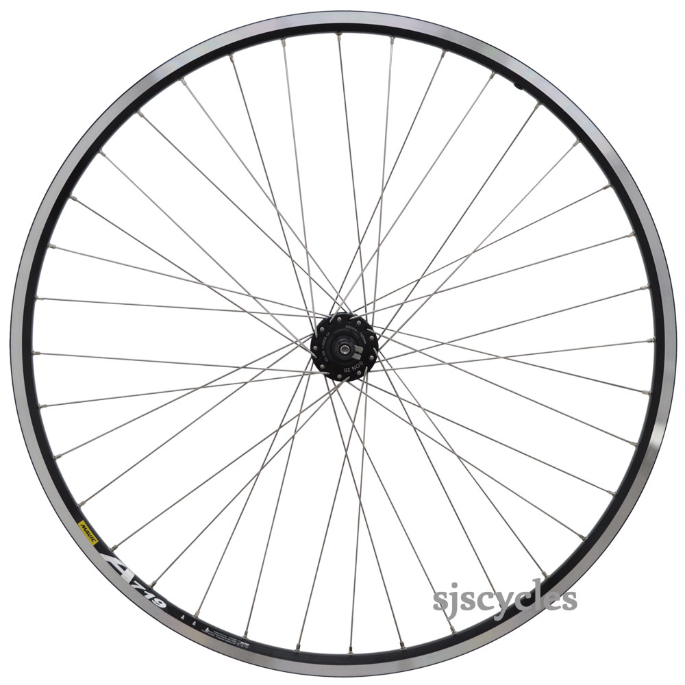 700c 622 Front Wheel 36h Mavic A719 Rim with SON 28 Dynohub - Black