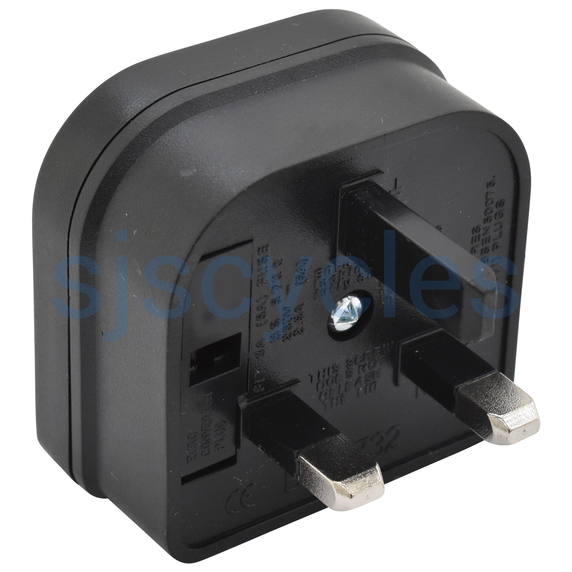 UK Travel Converter Adaptor Plug 2 Pin Euro to UK 3 Pin Plug Adaptor up to 5 Amp Black 