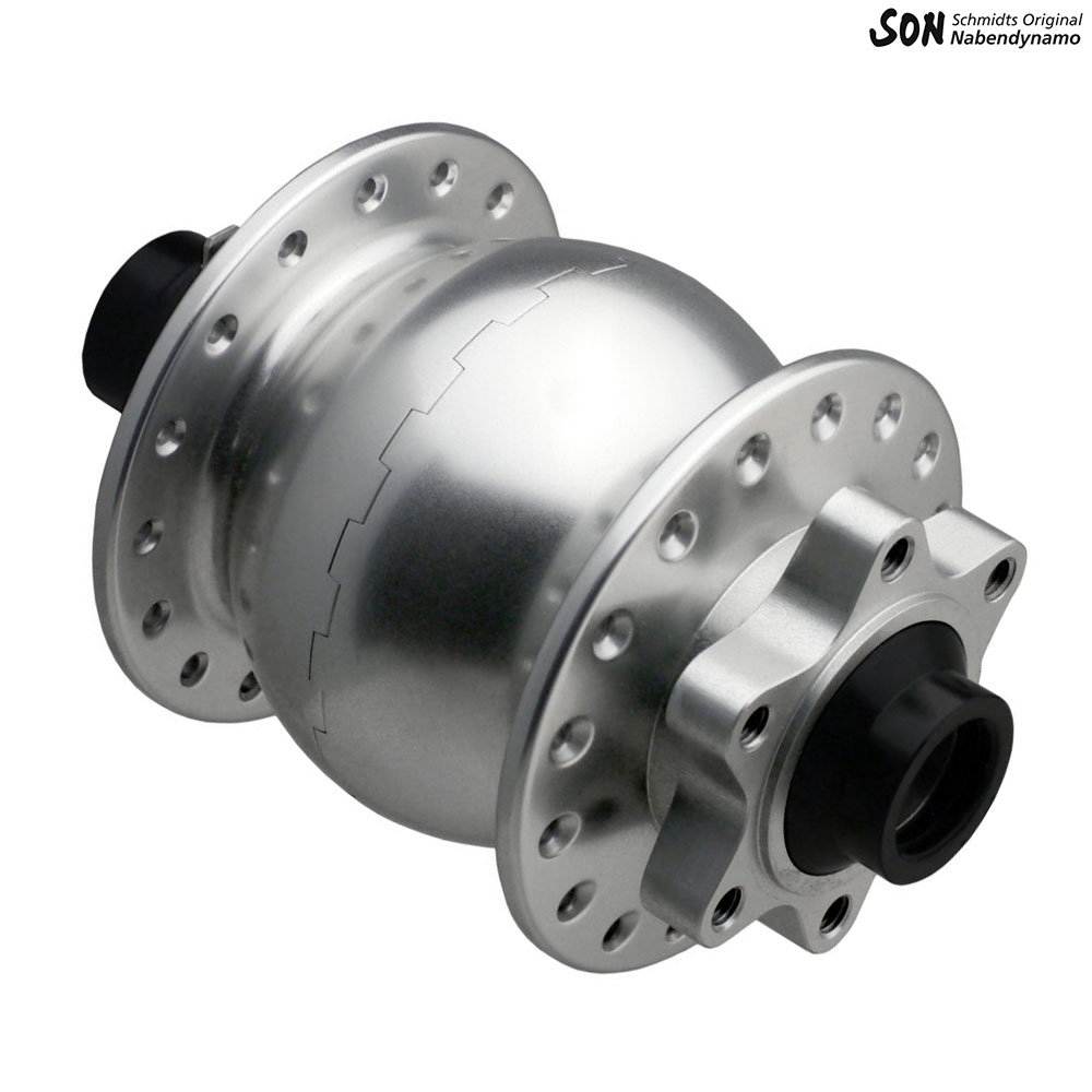 SON 28 15 110 6 Bolt Disc Dynamo Front Hub Silver Anodised
